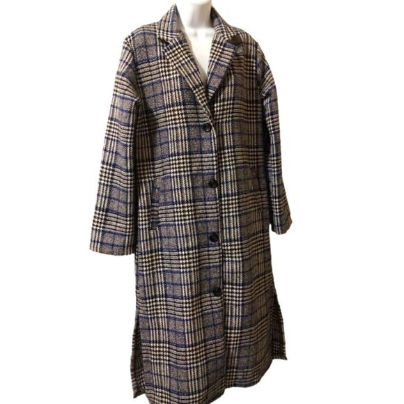 Coco + Carmen Metro plaid trench coat size S/M - Picture 3 of 9
